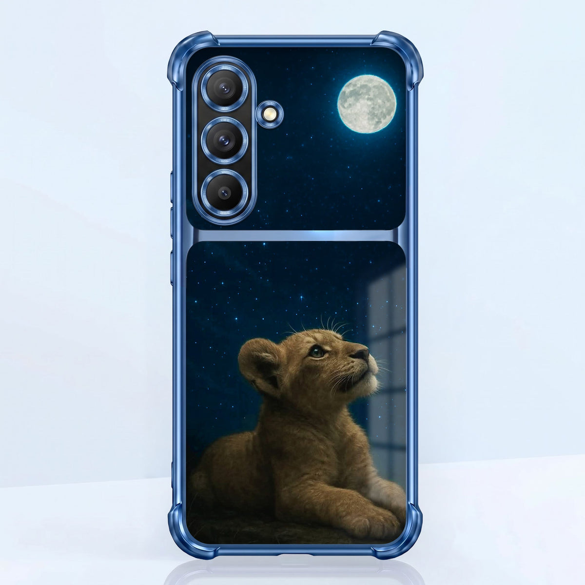 Samsung Galaxy A56 5G Moonlit Baby Lion Dual-Tone Transparent Blue Airbags Case