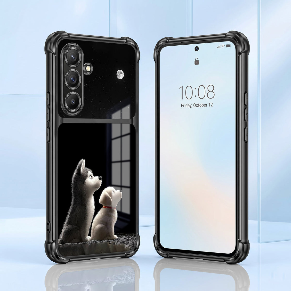 Samsung Galaxy A56 5G Dreamy Puppy Dual-Tone Transparent Black Airbags Case