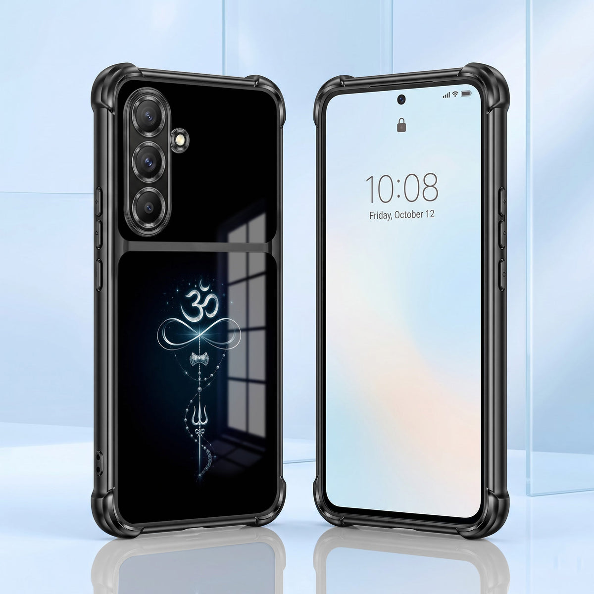 Samsung Galaxy A56 5G Mahakal Trishul Transparent Black Airbags Case