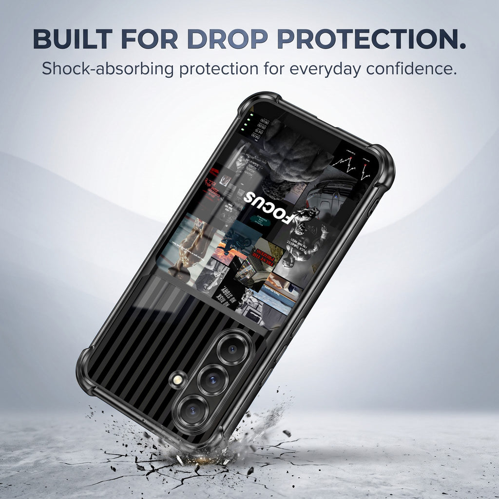 Samsung Galaxy A56 5G Focus Mode Dual-Tone Transparent Black Airbags Case