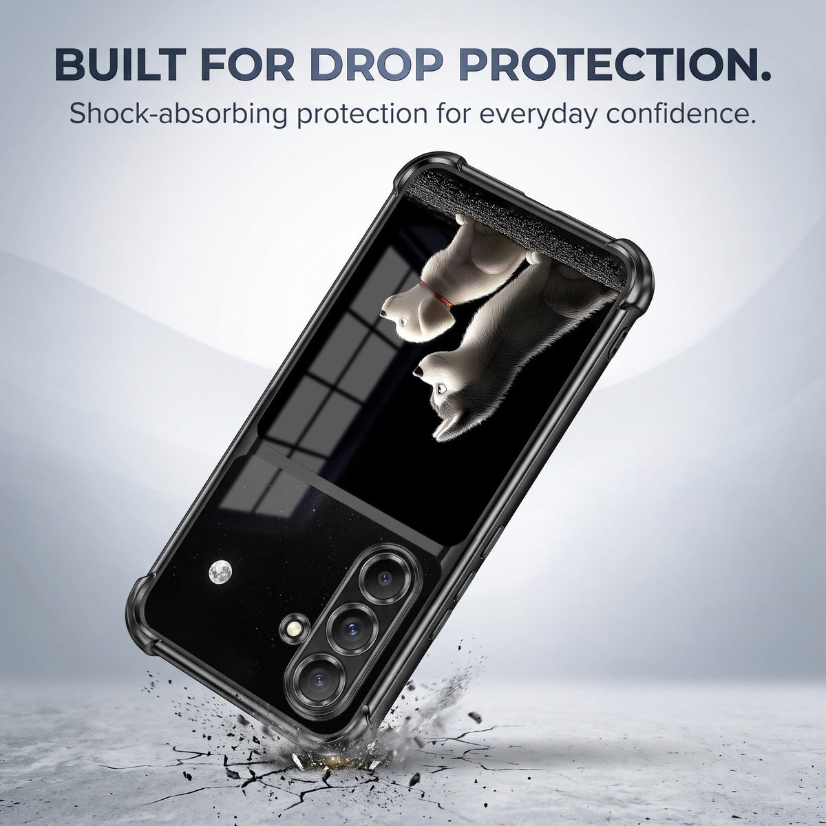 Samsung Galaxy A56 5G Dreamy Puppy Dual-Tone Transparent Black Airbags Case