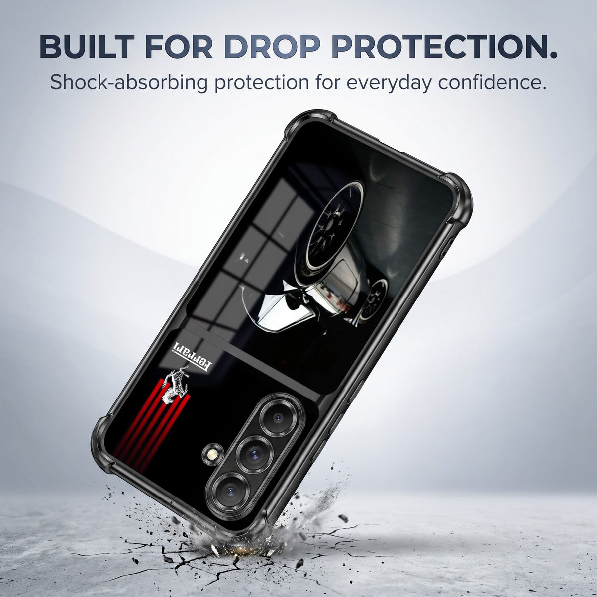 Samsung Galaxy A56 5G Ferrari Racing Dual-Tone Transparent Black Airbags Case