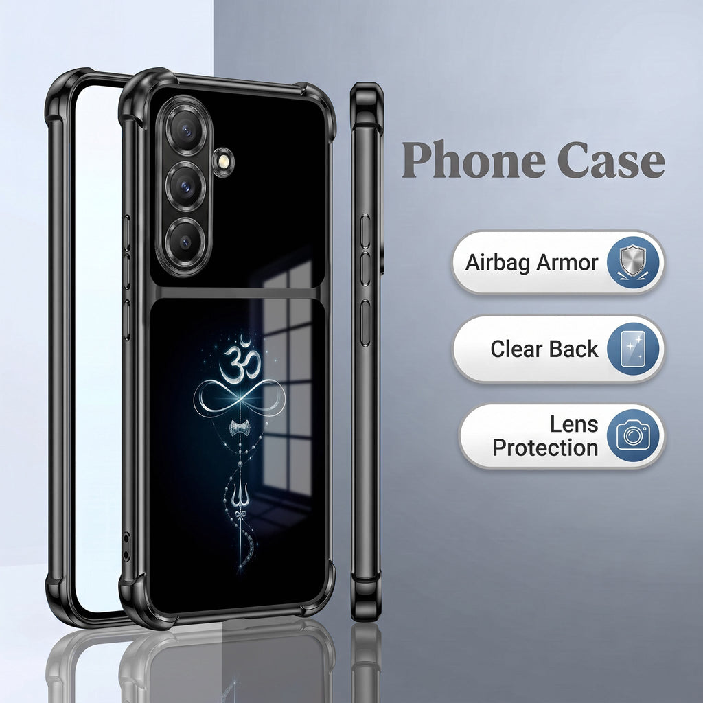 Samsung Galaxy A56 5G Mahakal Trishul Transparent Black Airbags Case