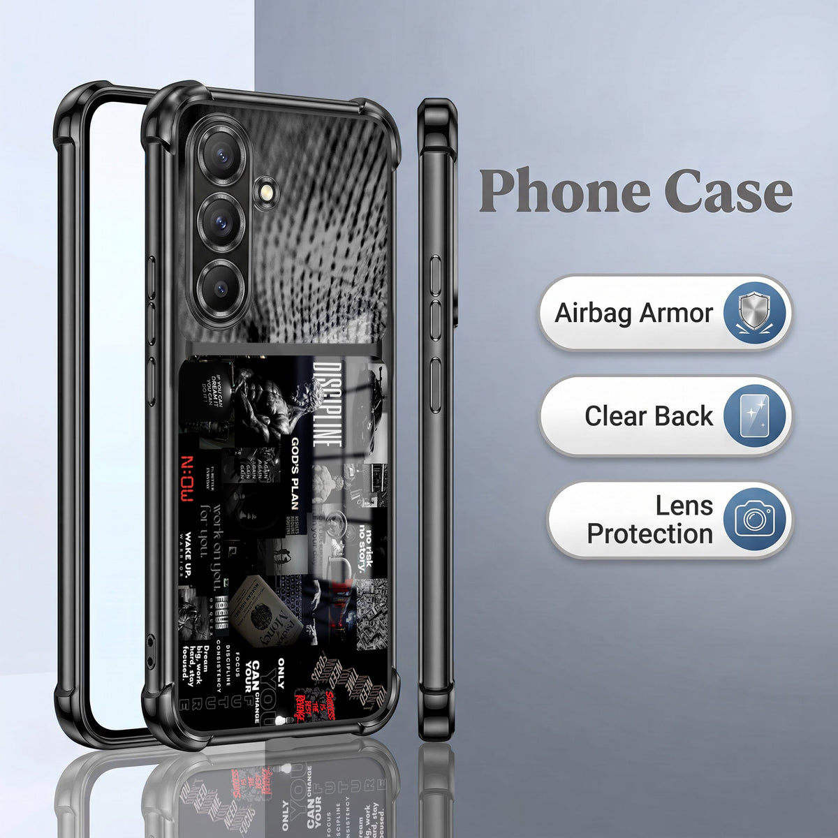 Samsung Galaxy A56 5G Dark Academia Dual-Tone Transparent Black Airbags Case