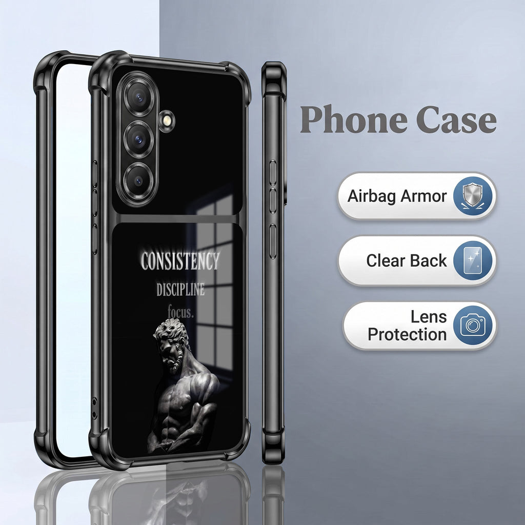 Samsung Galaxy A56 5G Focus & Strength Dual-Tone Transparent Black Airbags Case