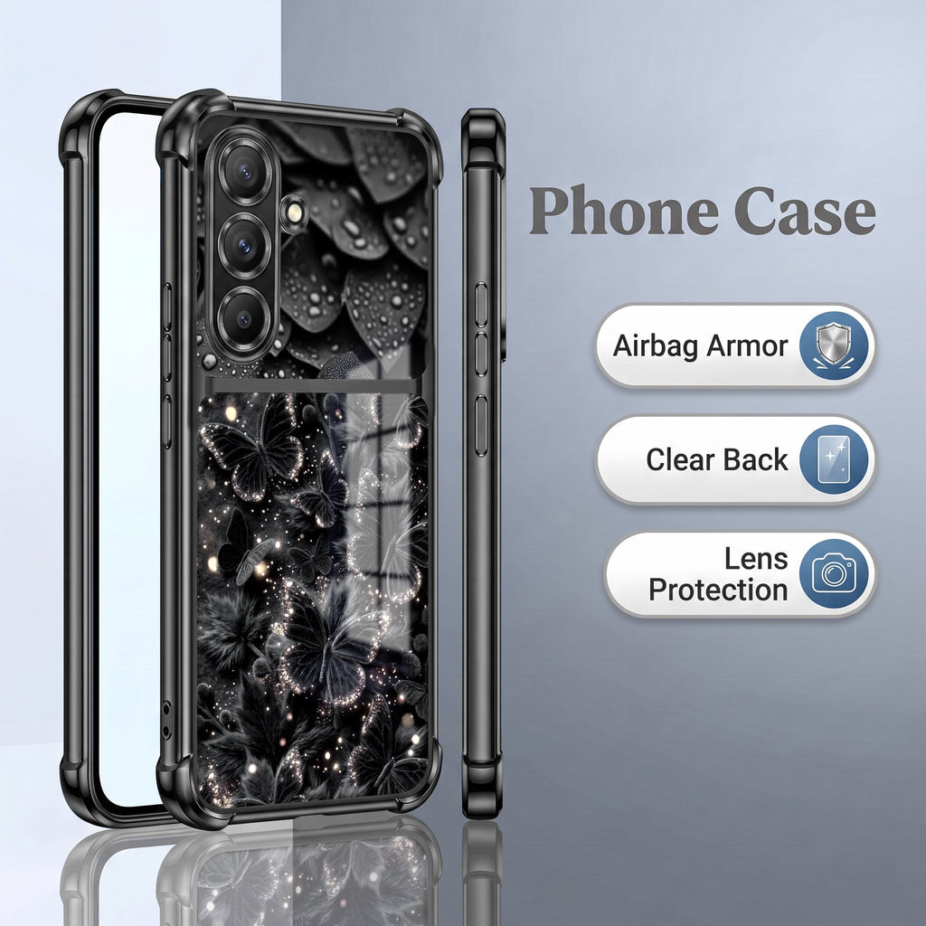 Samsung Galaxy A36 5G Noir Butterfly Dual-Tone Transparent Black Airbags Case