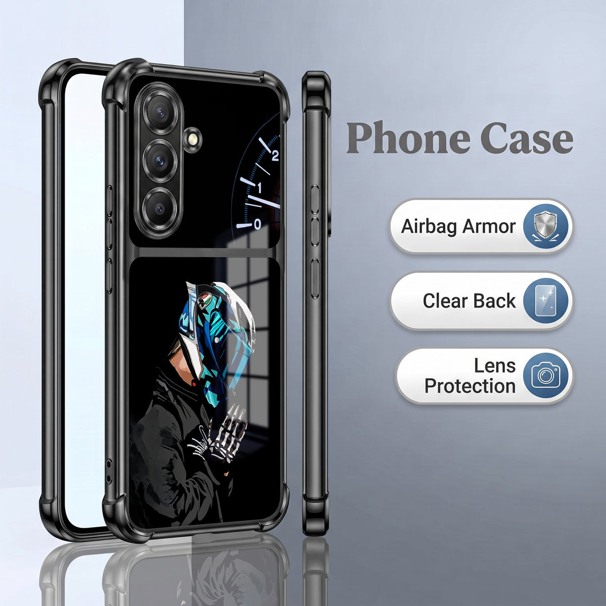 Samsung Galaxy A36 5G Cyberpunk Reaper Dual-Tone Transparent Black Airbags Case