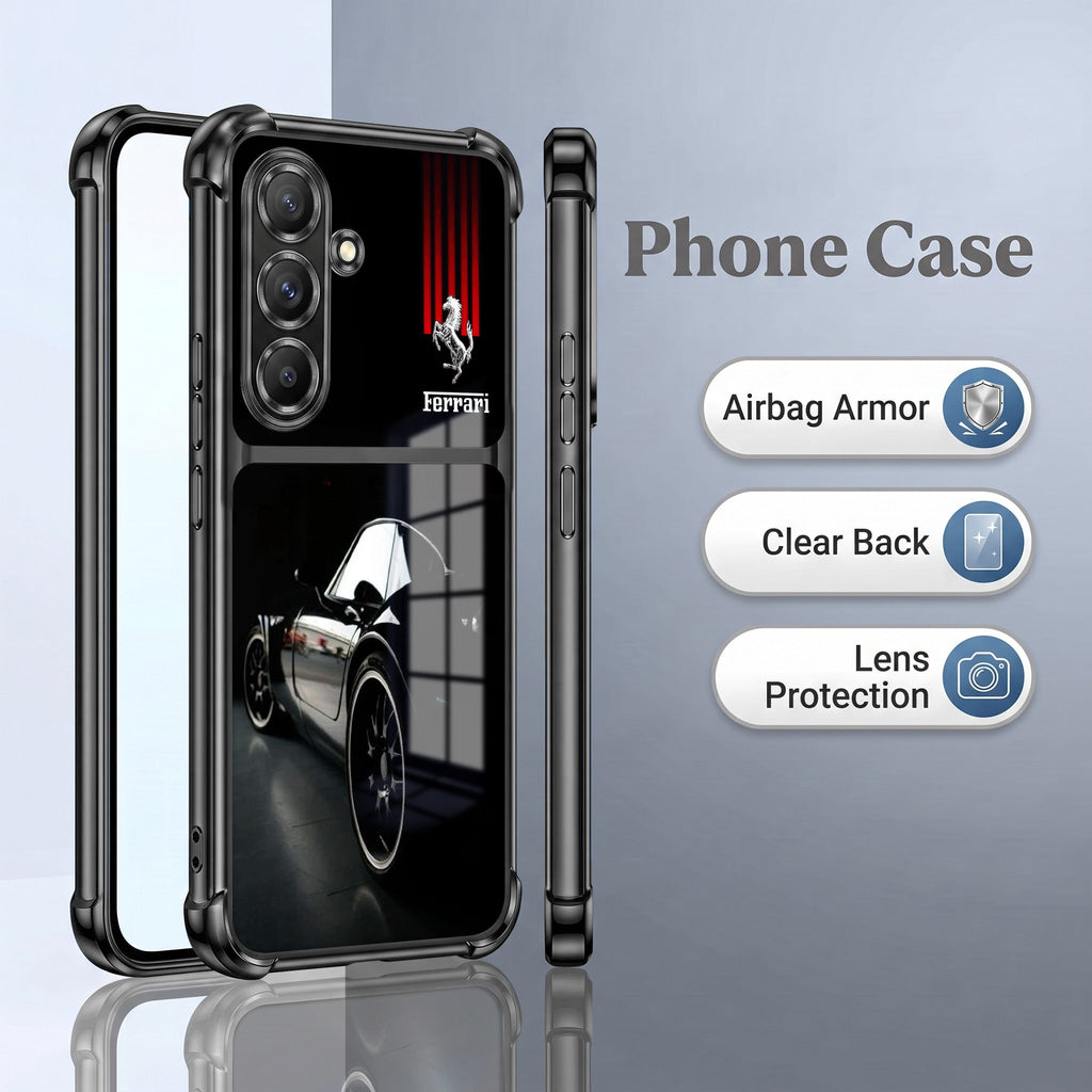 Samsung Galaxy A56 5G Ferrari Racing Dual-Tone Transparent Black Airbags Case