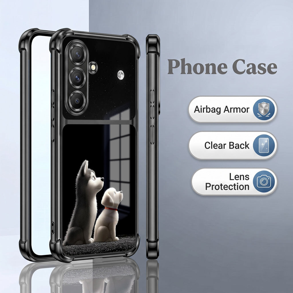Samsung Galaxy A56 5G Dreamy Puppy Dual-Tone Transparent Black Airbags Case