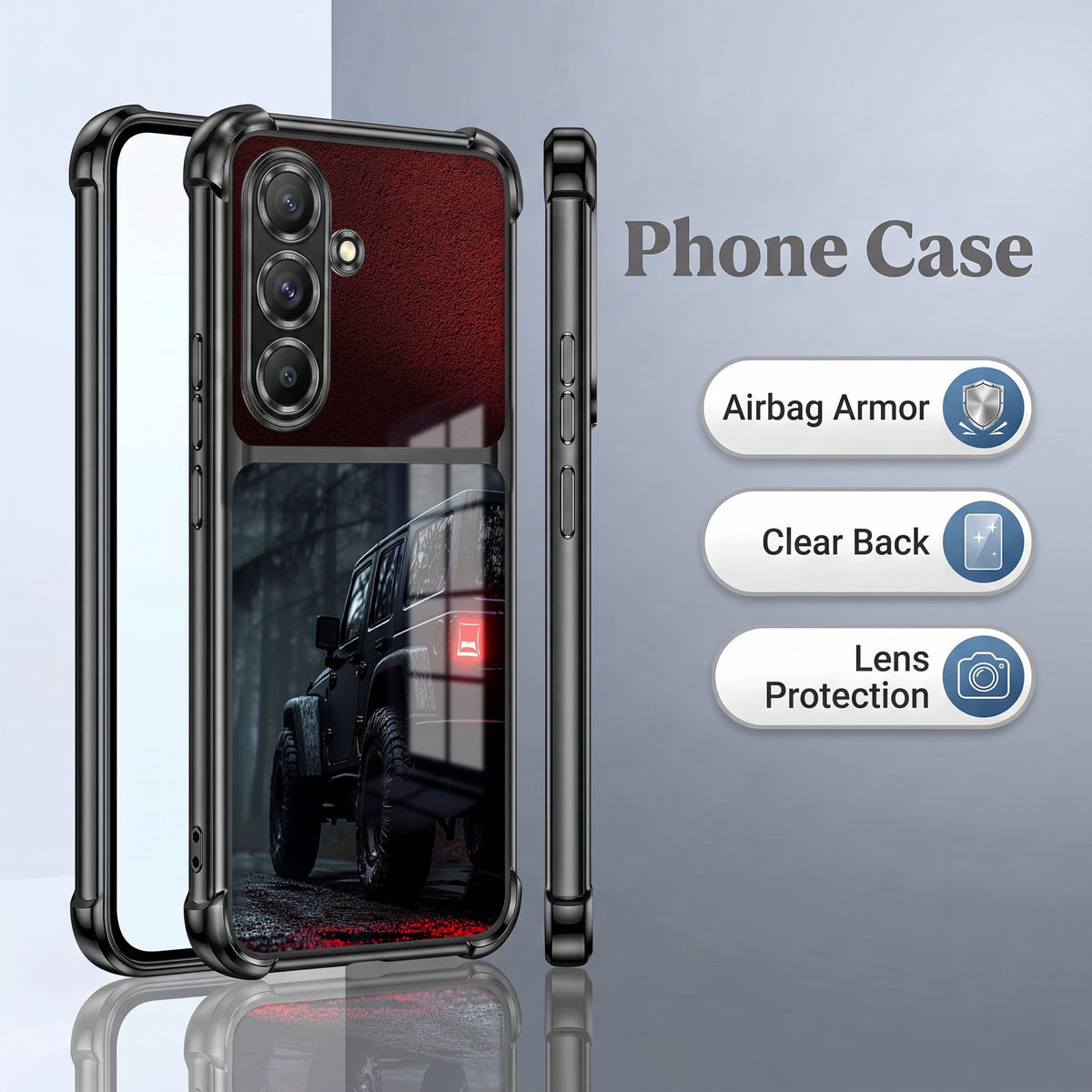 Samsung Galaxy A36 5G Black Beast 4x4 Dual-Tone Transparent Black Airbags Case