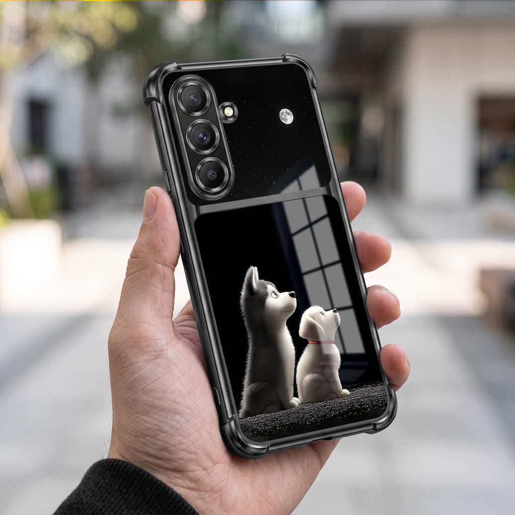 Samsung Galaxy A56 5G Dreamy Puppy Dual-Tone Transparent Black Airbags Case