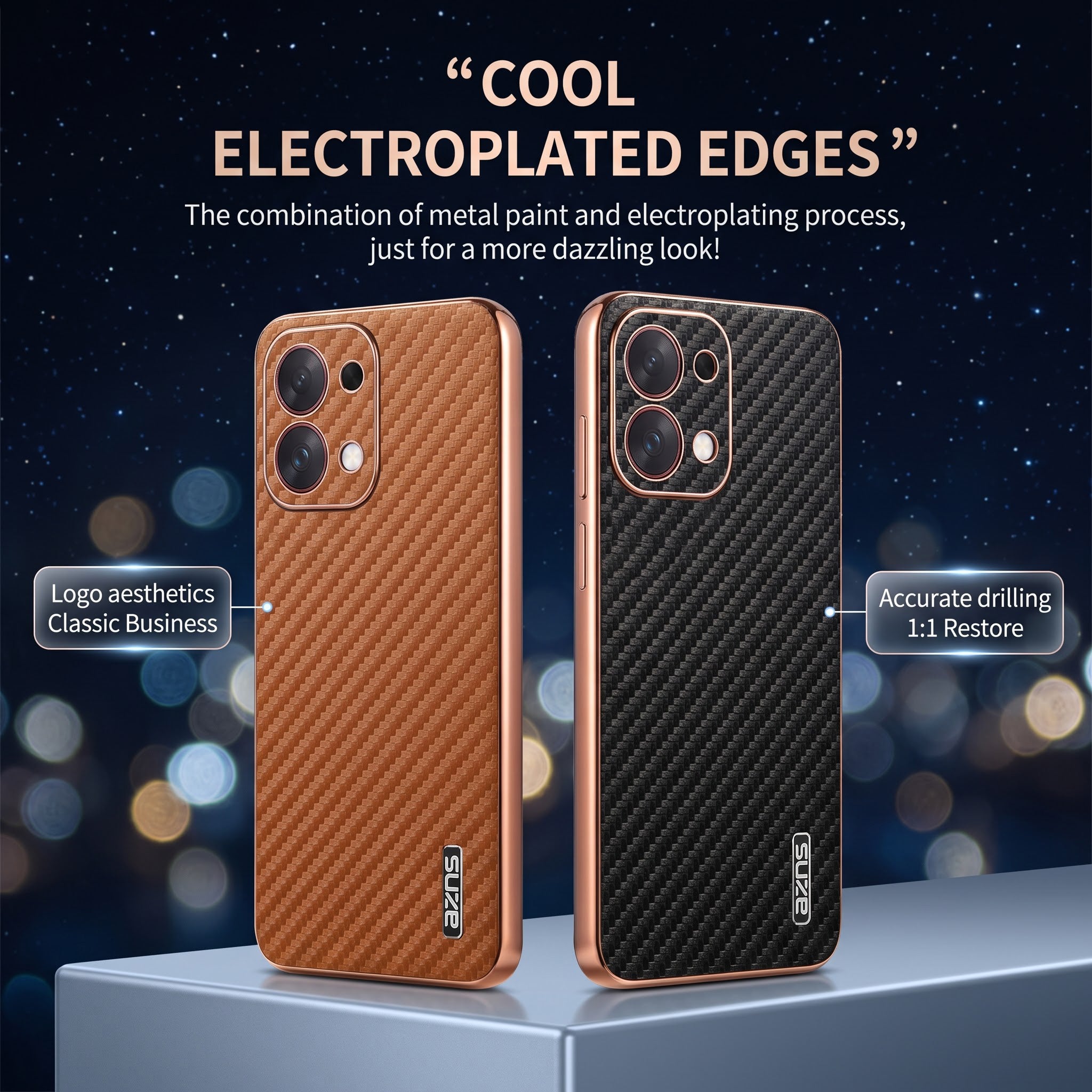 Oppo F31 5G Gold Electroplated Carbon Fiber Texture Case
