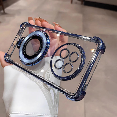 Oppo F31 Pro+ 5G Original Luxury Magnifier Ring Stand Shockproof Airbags Corner Case (Buy 1 Get 1 Free Surprise Cover)