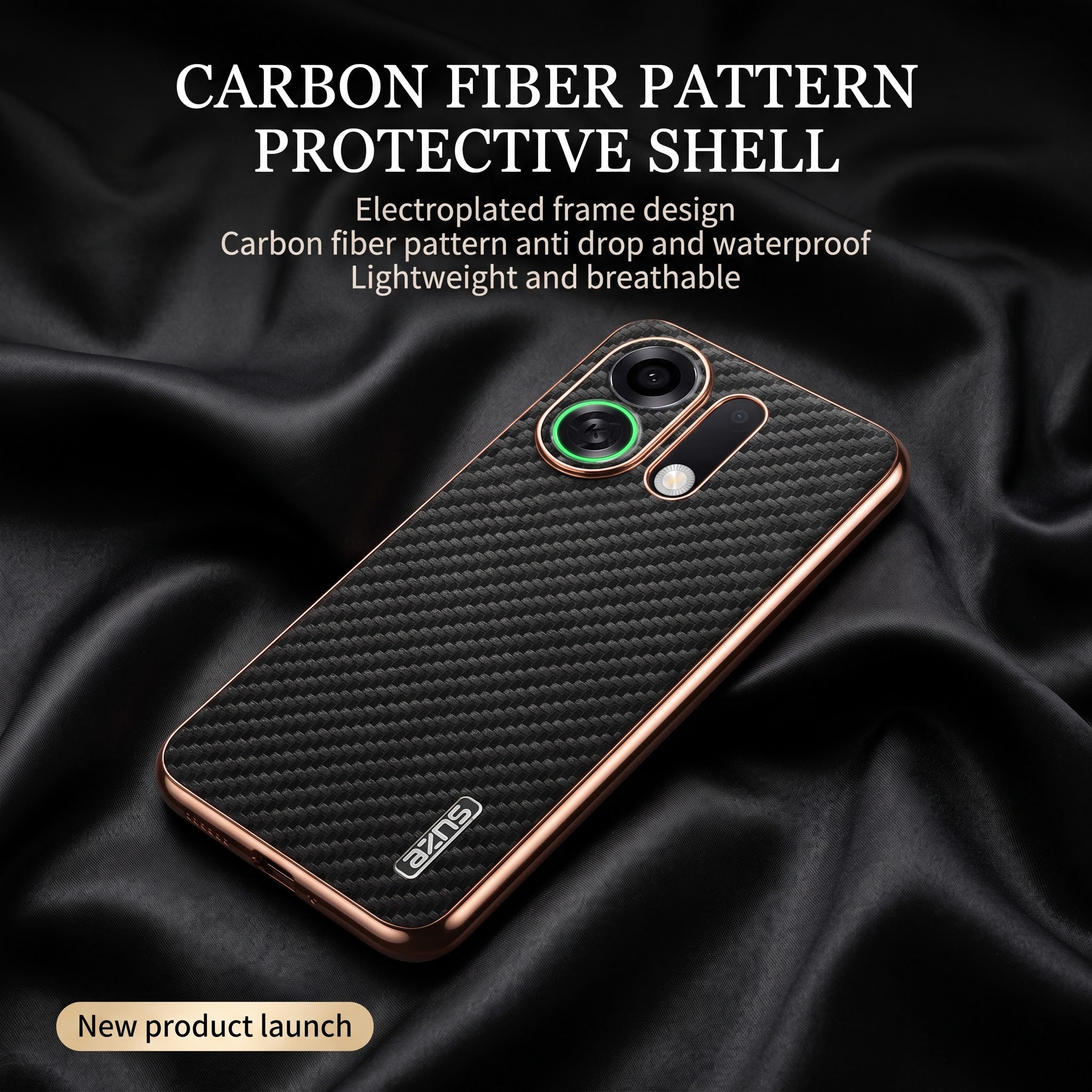 Oppo K13 Turbo 5G Gold Electroplated Carbon Fiber Texture Case