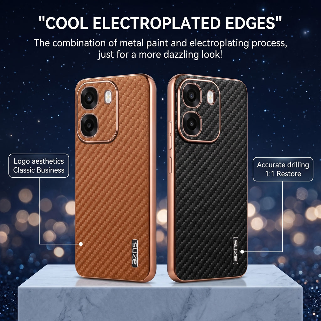 Oppo K14 5G Gold Electroplated Carbon Fiber Texture Case