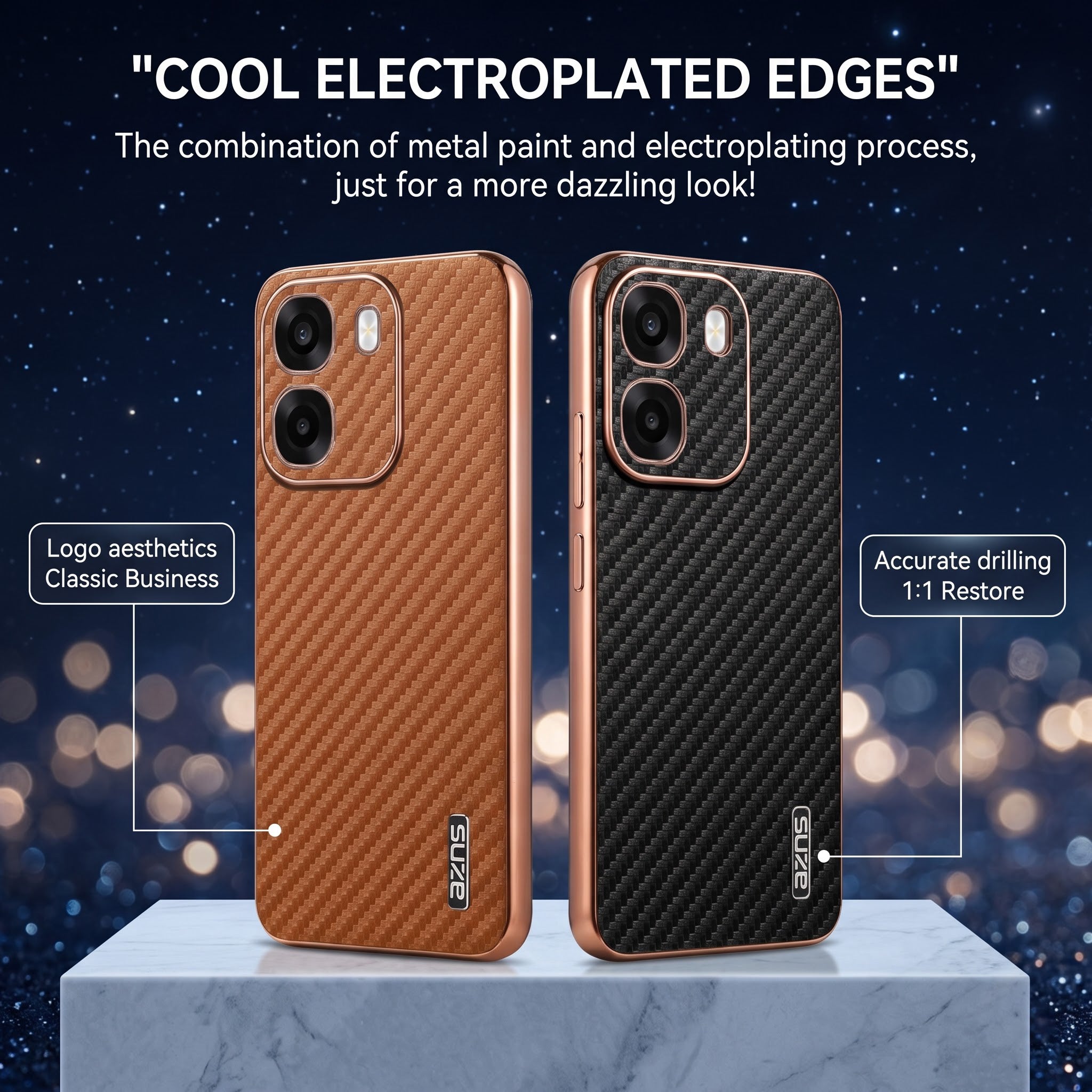 Oppo K14 5G Gold Electroplated Carbon Fiber Texture Case