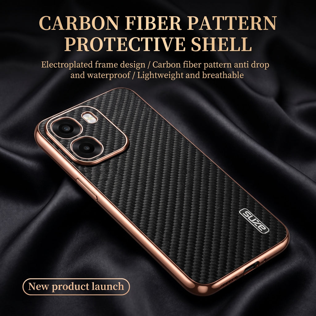 Oppo K14 5G Gold Electroplated Carbon Fiber Texture Case