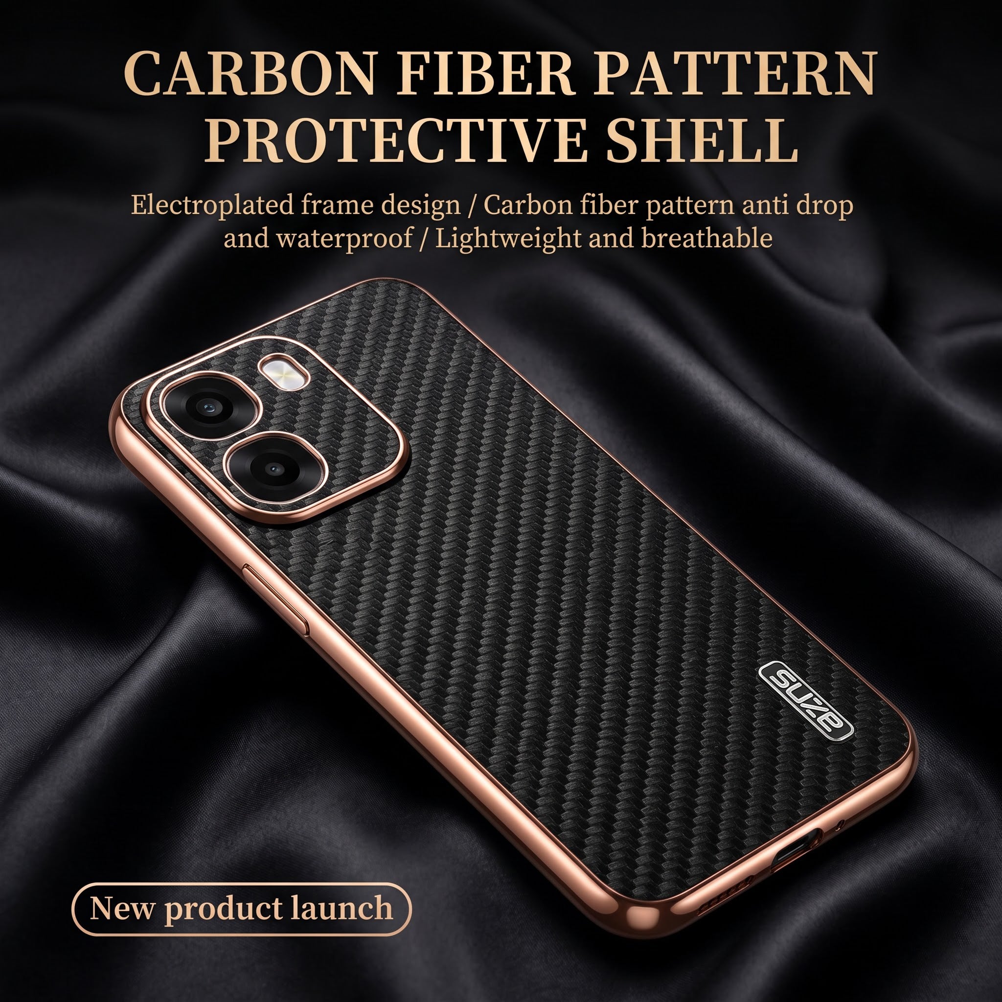 Oppo K14 5G Gold Electroplated Carbon Fiber Texture Case