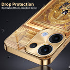Oppo Reno 13 5G Premium Heritage Gold Electroplated Glass Phone Back Case