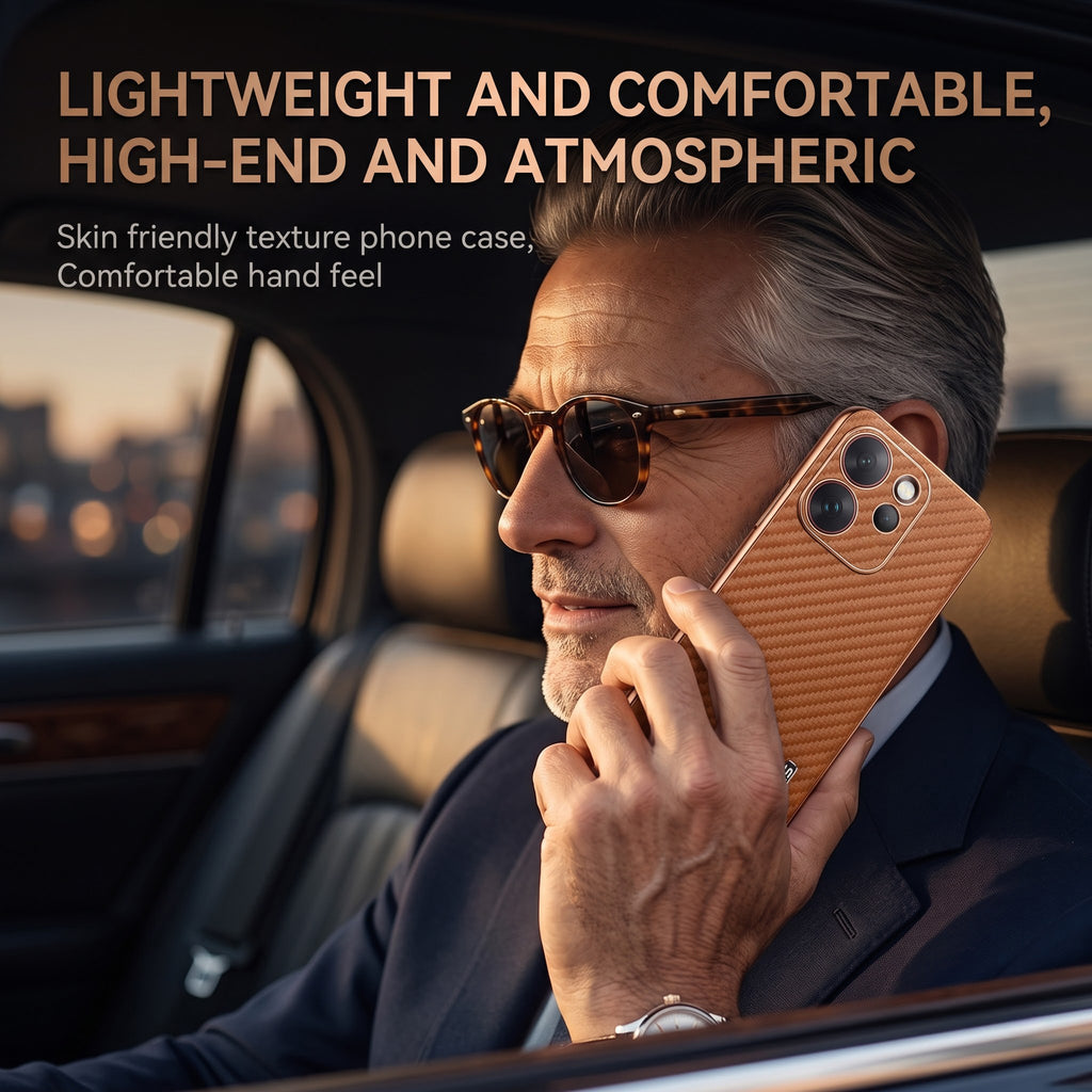 Oppo Reno 15 Pro Mini 5G Gold Electroplated Carbon Fiber Texture Case
