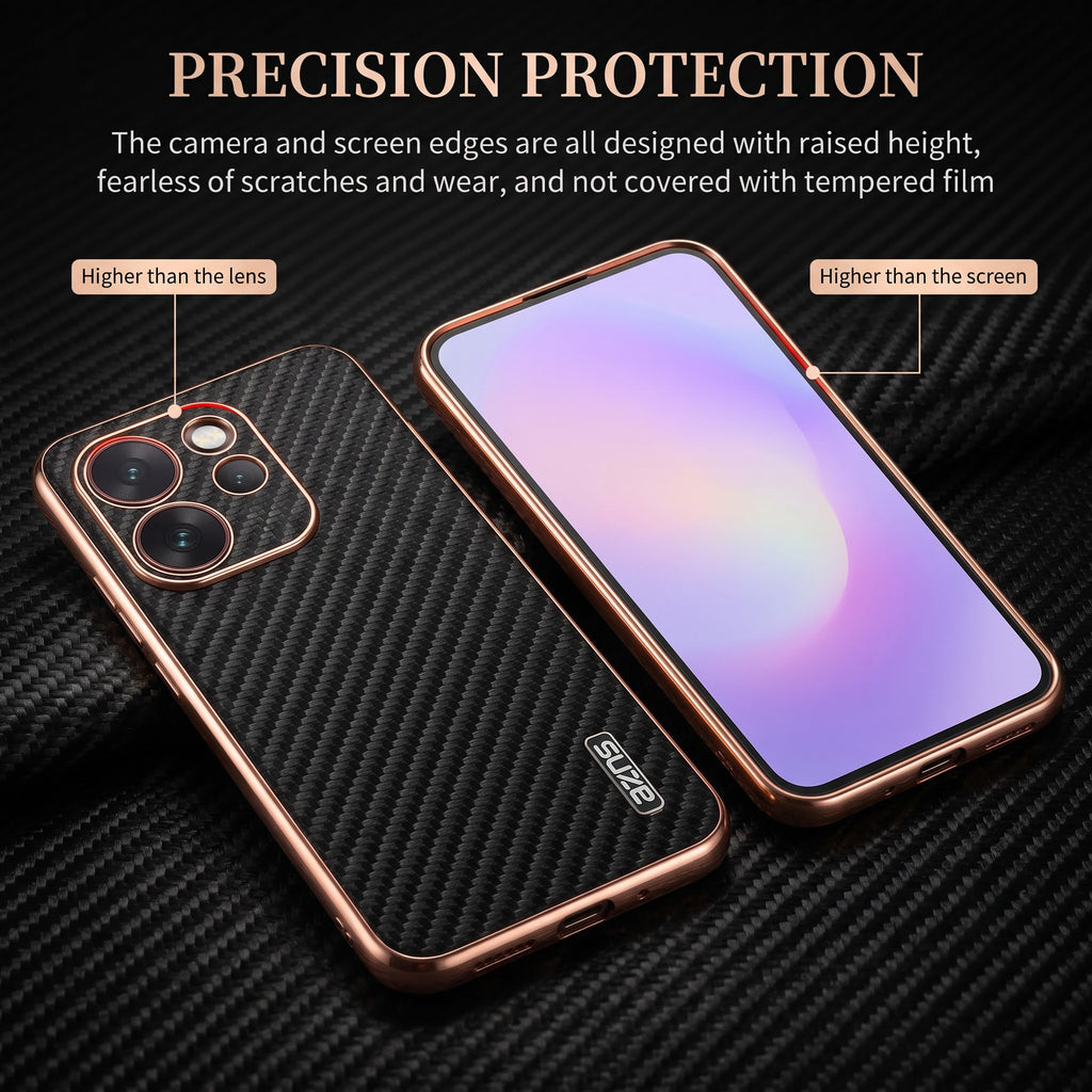 Oppo Reno 15 Pro Mini 5G Gold Electroplated Carbon Fiber Texture Case