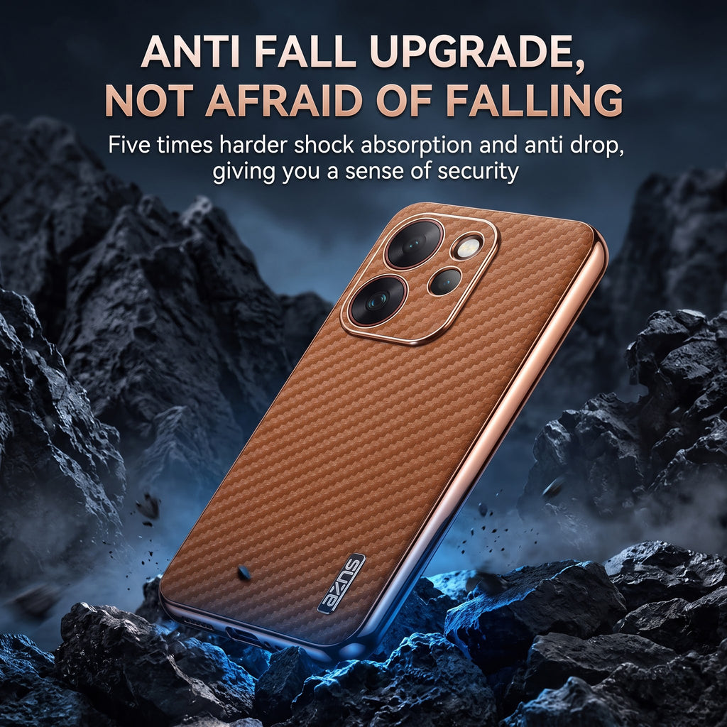Oppo Reno 15 Pro Mini 5G Gold Electroplated Carbon Fiber Texture Case