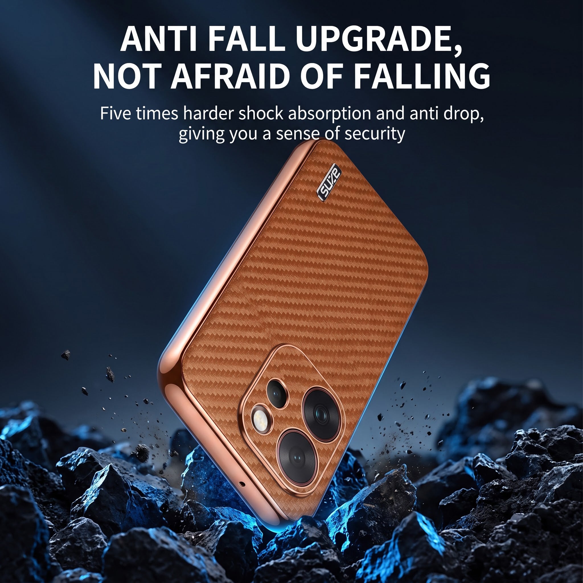 Oppo Reno 15 Pro Mini 5G Gold Electroplated Carbon Fiber Texture Case