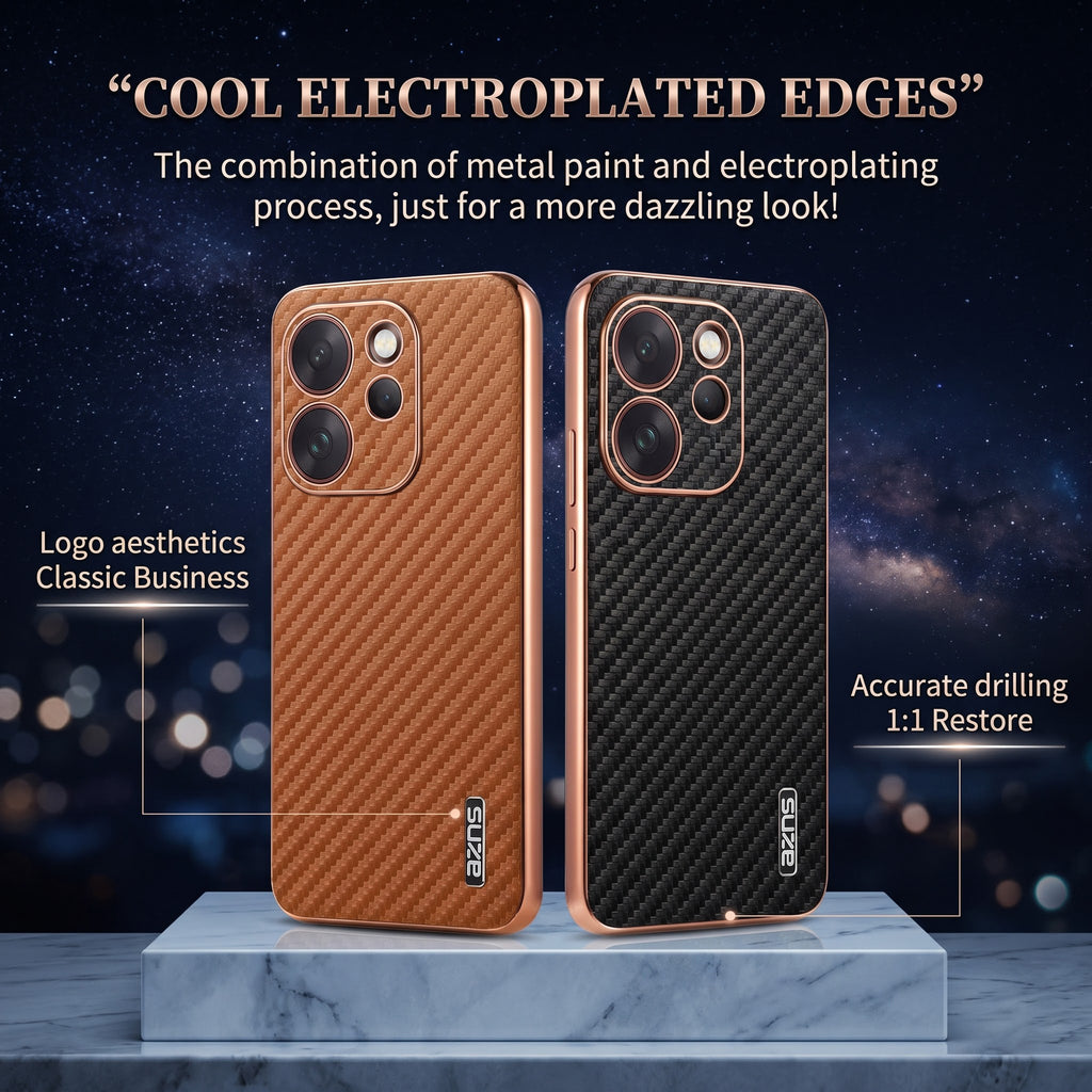 Oppo Reno 15 Pro Mini 5G Gold Electroplated Carbon Fiber Texture Case