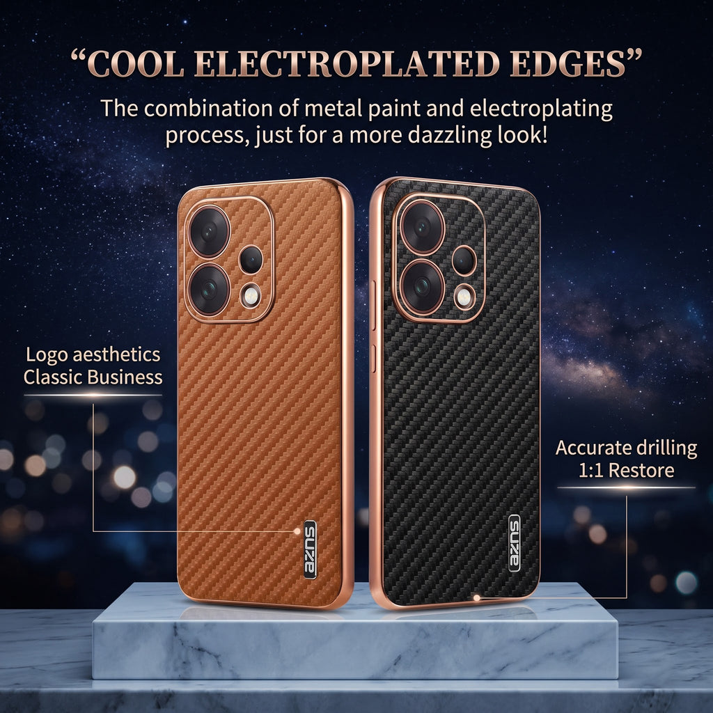 Oppo Reno 15 5G Gold Electroplated Carbon Fiber Texture Case