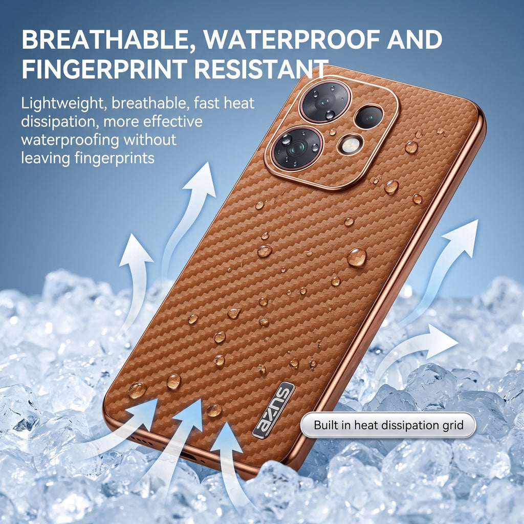 Oppo Reno 16 5G Gold Electroplated Carbon Fiber Texture Case