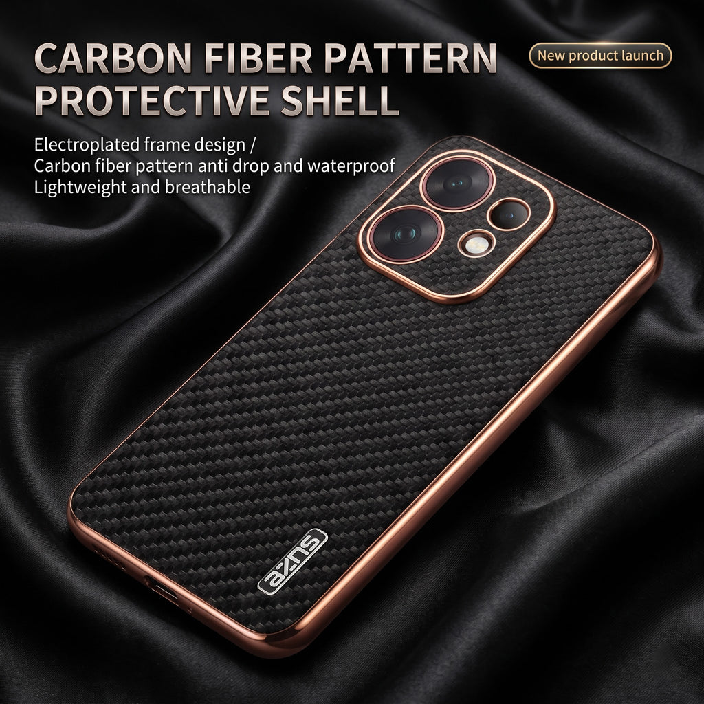 Oppo Reno 16 5G Gold Electroplated Carbon Fiber Texture Case