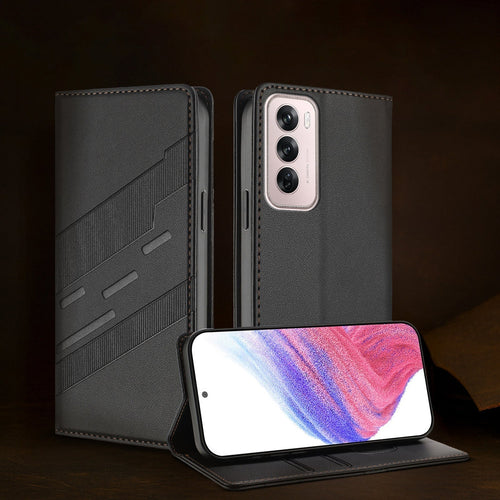 Oppo Reno 12 Pro 5G Magnetic Embossed Multi-Functional Wallet Retro PU Leather Flip Case
