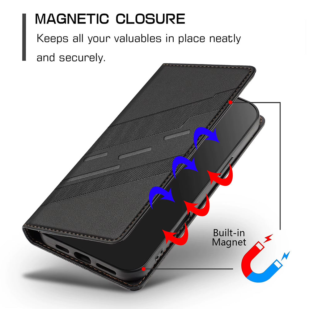 Magnetic wallet flip cover for Oppo Reno 12 Pro 5G with embossed texture