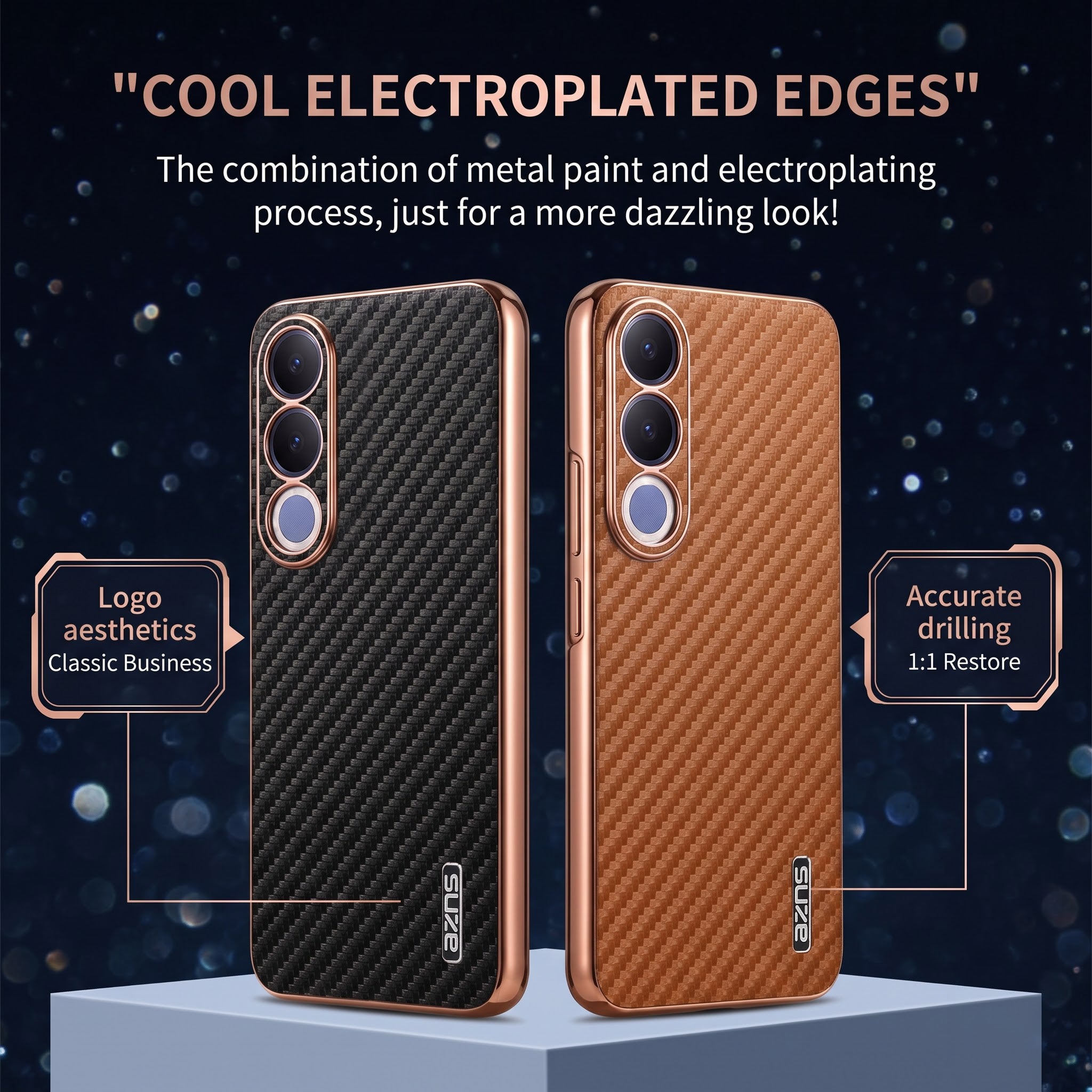 Vivo V70 FE 5G Gold Electroplated Carbon Fiber Texture Case