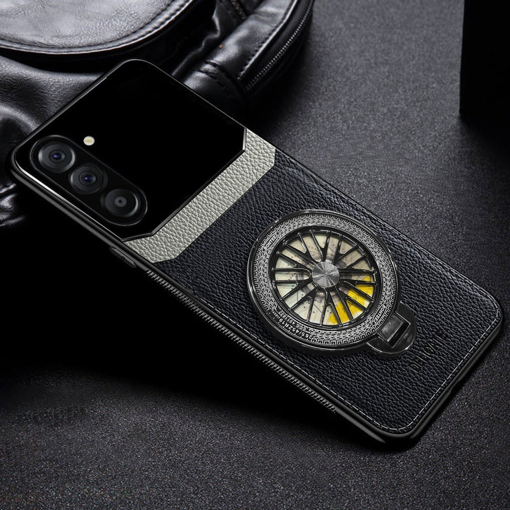 Samsung Galaxy A56 5G Original Luxury Leather Lens Wheel Ring Stand Case