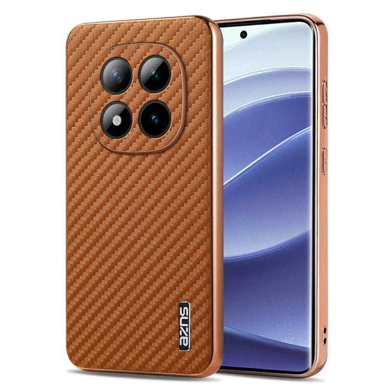 Redmi Note 15 Pro Plus 5G Gold Electroplated Carbon Fiber Texture Case