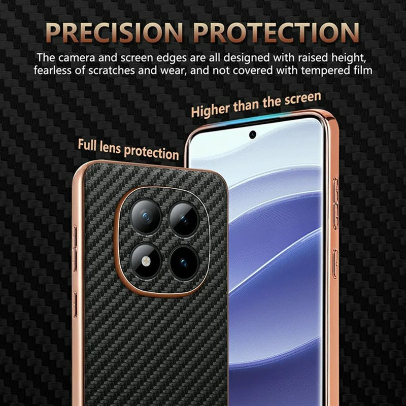 Redmi Note 15 Pro Plus 5G Gold Electroplated Carbon Fiber Texture Case