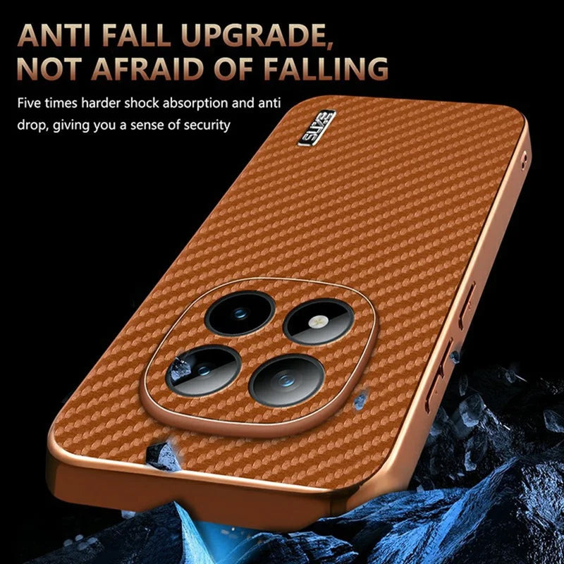 Redmi Note 15 Pro Plus 5G Gold Electroplated Carbon Fiber Texture Case