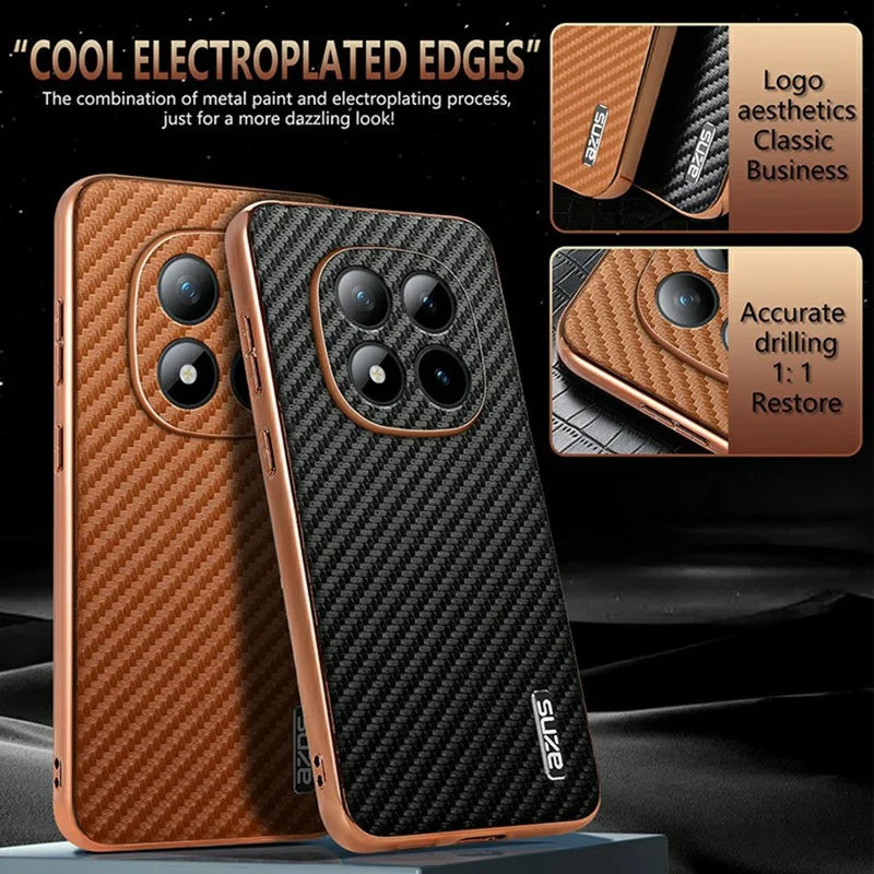 Redmi Note 15 Pro Plus 5G Gold Electroplated Carbon Fiber Texture Case