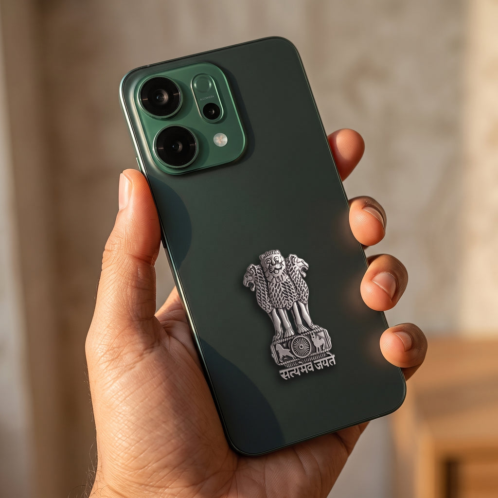 Oppo Reno 14 5G Compatible Satyamev Jayate 3D Metal Emblem Sticker