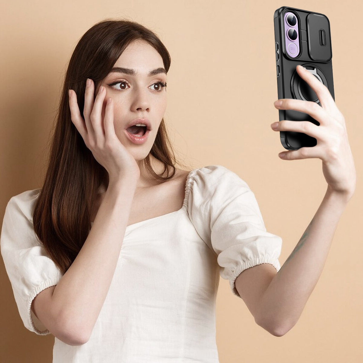 Vivo V70 FE 5G Luxury Magnetic Ring Stand Armor Case