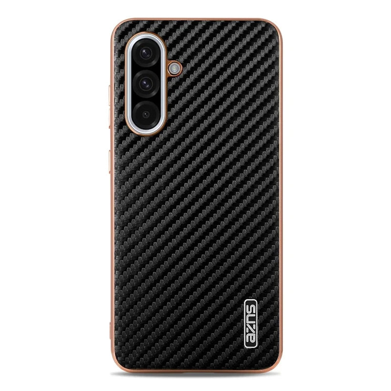Samsung Galaxy A37 5G Gold Electroplated Carbon Fiber Texture Case