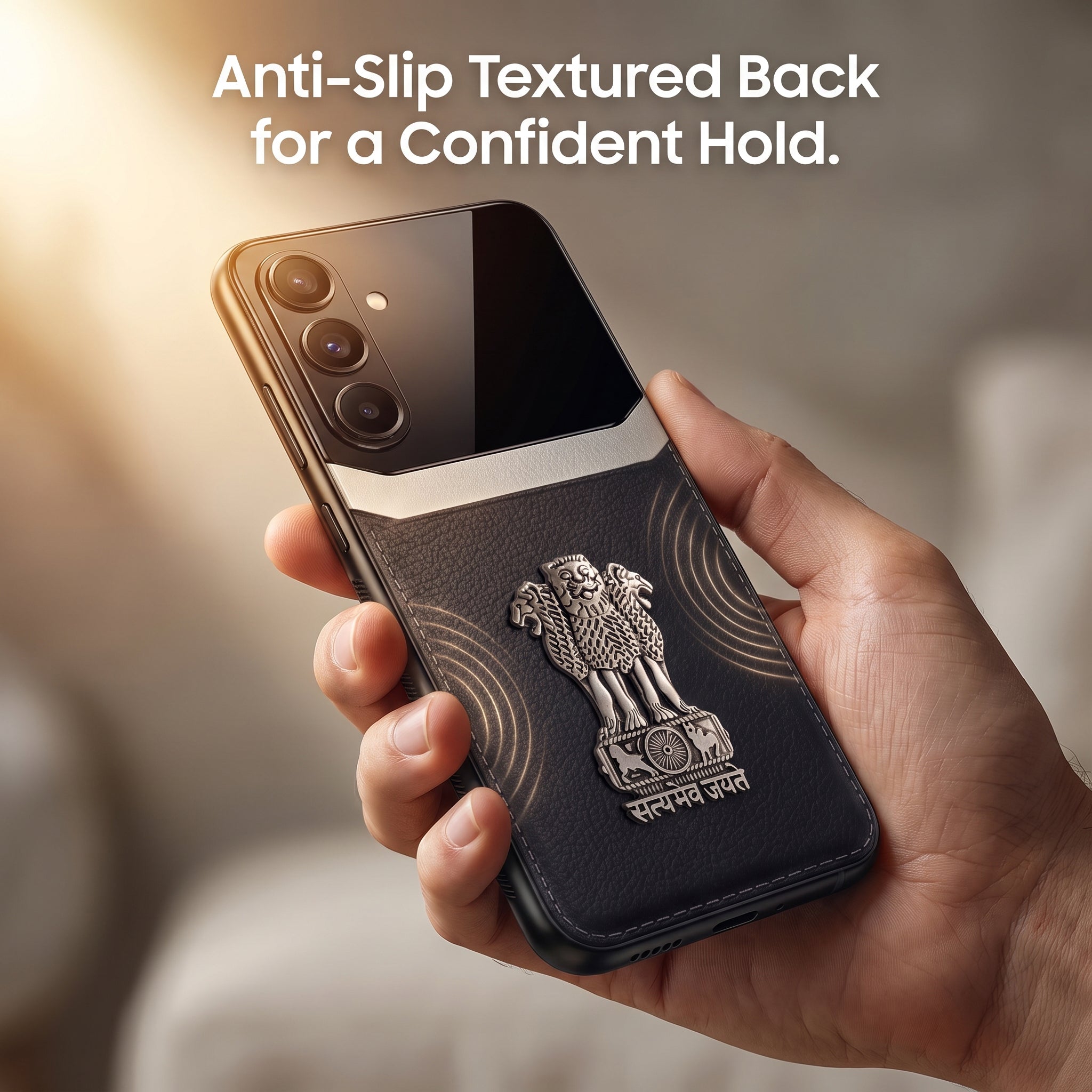 Samsung Galaxy A36 5G Satyamev Jayate 3D Metal Leather Back Case