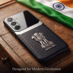 Samsung Galaxy A16 5G Satyamev Jayate 3D Metal Leather Back Case