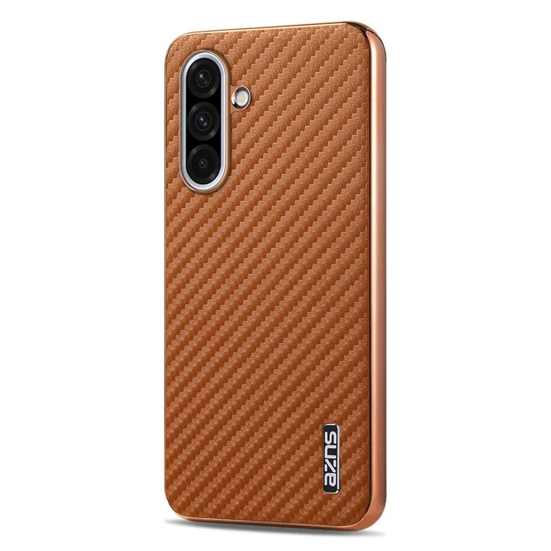 Samsung Galaxy A37 5G Gold Electroplated Carbon Fiber Texture Case