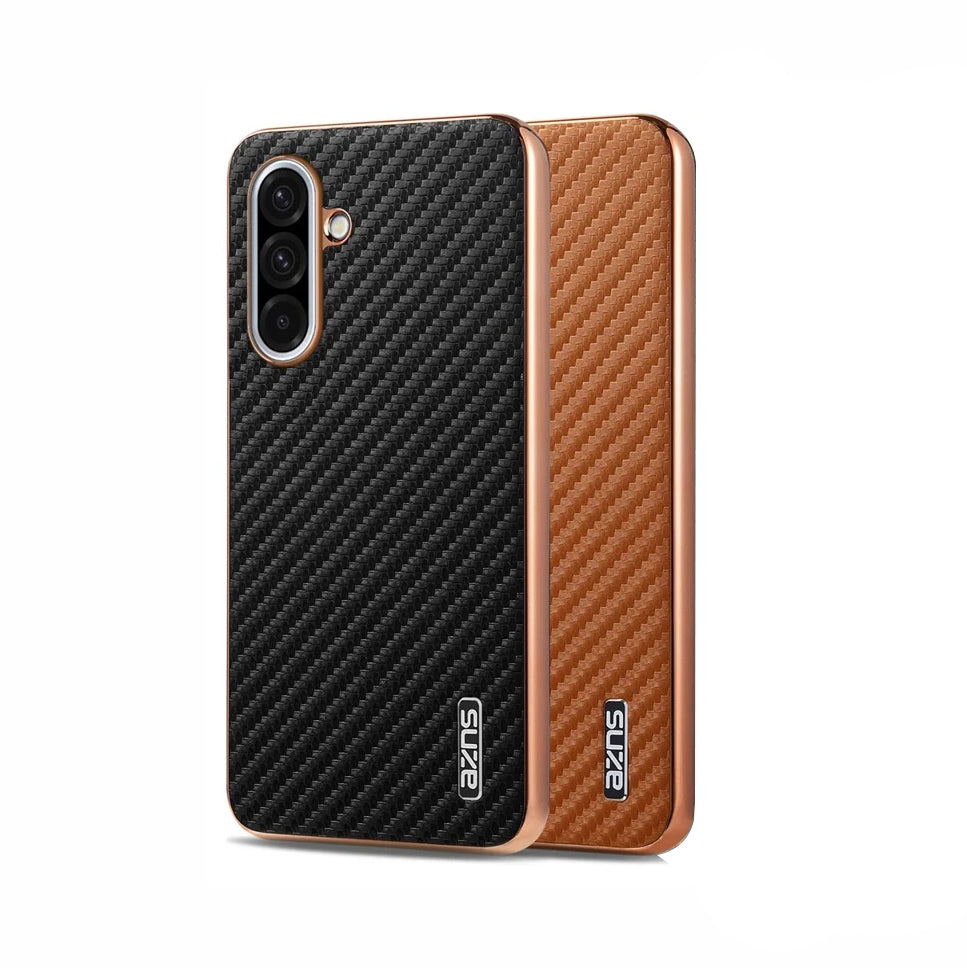Samsung Galaxy A37 5G Gold Electroplated Carbon Fiber Texture Case