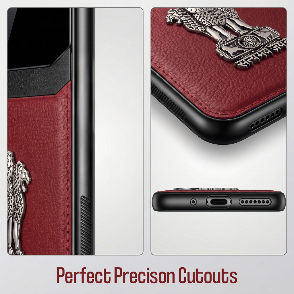 Samsung Galaxy M56 5G Satyamev Jayate 3D Metal Leather Back Case