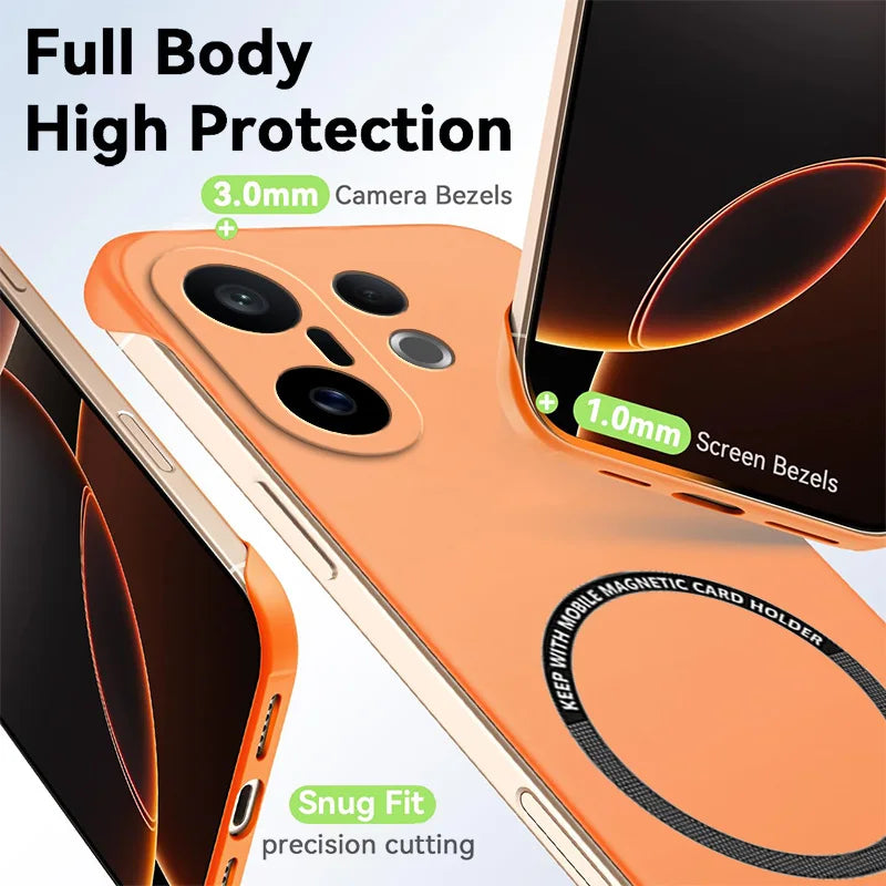 VIVO X200 FE 5G Frameless Magnetic Wireless Charging Case — Ultra-Slim Clear MagSafe Compatible Cover
