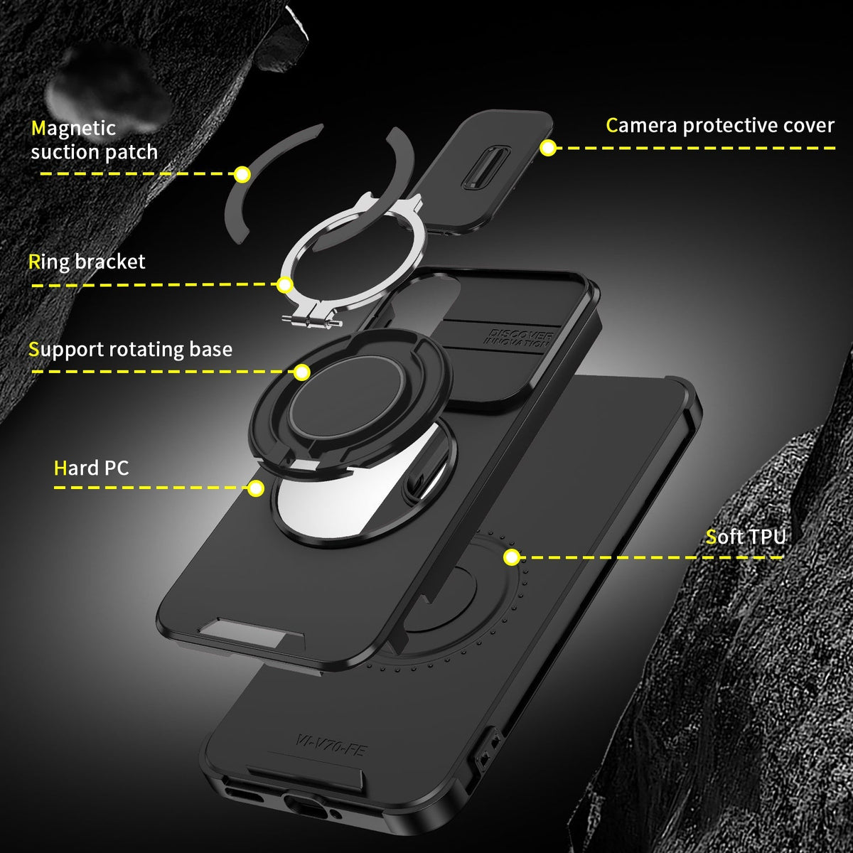Vivo V70 FE 5G Luxury Magnetic Ring Stand Armor Case