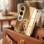 Vivo V70 FE 5G Luxury Lion Gold Electroplated Glass Phone Back Case